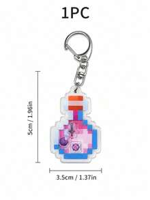 Joivida 1/3pcs Cute Pixel Acrylic Potion Bottle Keychain, Mini Game Style Bag Charm Pendant For Backpack, Purse, Keys, Travel, Daily Use & Gift - Multicolor - View 14