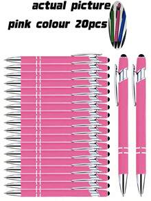 20 buah/Set Pulpen Ballpoint Aneka Warna dengan Stylus, Cocok untuk Layar Sentuh, Tinta Hitam Cepat Kering, Desain Bodi Pulpen Logam 2-in-1, Ujung Sedang (1.0mm), Menulis Halus, Dengan Klip - Ideal untuk Pelajar dan Penggunaan Kantor, Penting untuk Musim Kembali ke Sekolah - 20 buah - View 13