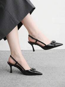 CUCCOO BIZCHIC Women's Fashion Commute Pointed Toe Heeled Sandals - Black - View 4
