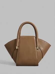 Ontre Women's Fashion Brown Handbag, Hand-Woven Handle, Exquisite Gold Bead Tassel Decorative Tote Bag For Daily Use, Commuting, Shopping, Travel - Brown - View 3