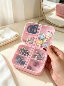 Portable Magnetic 7 Compartment Double Row Pill Case, Transparent Plastic Weekly Pill Organizer, Travel Storage Box For Medication Vitamins Trinkets Small Accessories - multicolor - View 2
