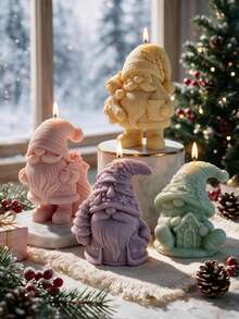 Christmas Gnome Hold Gingerbread Man Candle Mold Christmas Tree Gnomes Silicone Mould Soy Wax Concrete Soap Resin Casting Mold Festive Decor - various - View 9
