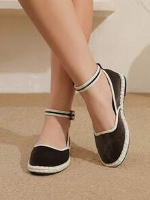 Styleloop Ladies Brown Vintage Velvet Strap Flat Shoes Fall Shoes - Coffee - View 2