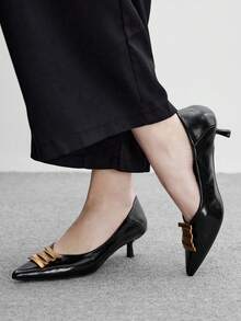 CUCCOO BIZCHIC 女款時尚裝飾高跟尖頭鞋 情人節款 - 黑色PU - 查看 4