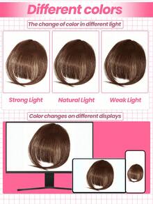 Human Hair Air Bangs With Sideburns Dark Brown Color Bangs Clip In Hair Extensions Beginner Friendly - S2 - View 9