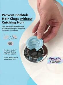 Bathtub Drain Funnel, Anti-Clog Hair Diverter, Silicone Drain Protector Prevents Drain Clogs For Bathroom Tub - multicolor - View 1