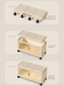 1pc 40cm/50cm Width Folding Storage Cabinet,Clothes Closet Storage Box, Home Storage PortableWardrobe, Double Door Folding Box, 1-6 LayersOptional, Thickened Double Door With Wheels StorageCabinet, Home Use No-Installation Shelving Unit - Transparent Door - View 3
