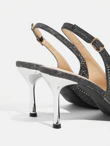 CUCCOO TILAWA Women's Fashion Rhinestone Decor High Heel Party Shoes Spring Shoes Spring Break Easter Prom Heels For Christmas Valentine's Day - Black - View 4