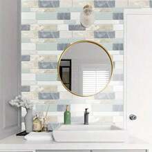 10/20/30/50pcs Self-Adhesive Decorative Kitchen Stickers (These Are Decorative Stickers, Not Real Tiles), 2d Flat Mixed Color Asymmetric Brick Pattern Wall Stickers, Wallpaper, Tile Stickers, Wall Decor Stickers, Tile Decor Stickers, - Multicolor - View 7