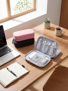 1pc Waterproof Electronic Storage Bag ,Multi-Layer Fixed Storage Bag,Multi-Zipper Portable Storage Bag- Perfect For U Disks, Hard Disks, Headphones - Grey - View 2