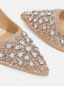 CUCCOO TILAWA Women's Crystal & Glass Rhinestone Pointed Toe Champagne High Heel Pumps, Suitable For Outings, Banquets, Parties And Other Events - Champagne - View 6