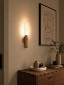 Teckwe Wood Grain LED Wall Lamp, Rechargeable Magnetic Night Light With 3 Color Temperatures, Wireless Battery Powered Sconce, Portable Detachable Light For Bedroom, Hallway, Stairs, Home Decor - multicolor - View 5