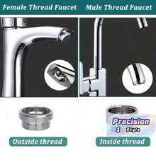 Bộ 5 đầu chuyển vòi bếp: ren trong 16mm, ren ngoài 22mm - Bạc - Xem 1