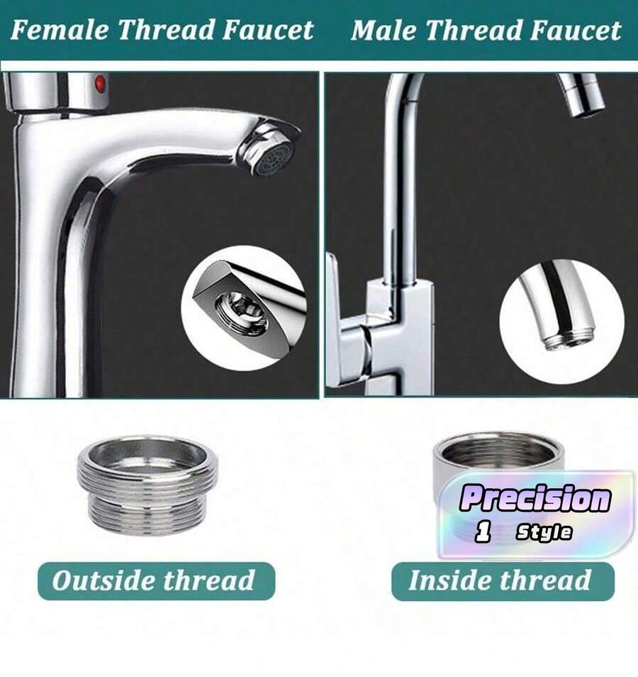 Bộ 5 đầu chuyển vòi bếp: ren trong 16mm, ren ngoài 22mm - Bạc - Xem 1
