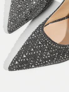 CUCCOO TILAWA Women's Fashion Rhinestone Decor High Heel Party Shoes Spring Shoes Spring Break Easter Prom Heels For Christmas Valentine's Day - Black - View 5