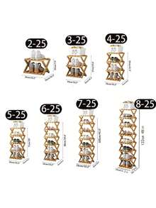 Zazumi 1pc Bamboo No-Installation Folding Shoe Rack, Suitable For Dining Room, Entryway, Bedroom, Living Room - Multicolor - View 4