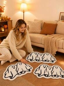 Halloween Imitation Cashmere Doormat, Wear-Resistant Entryway Floor Mat, Easy Care Decorative Rug For Living Room - e - View 4
