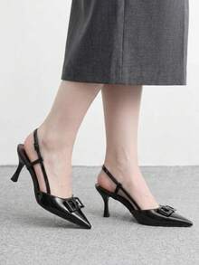 CUCCOO BIZCHIC Women's Fashion Commute Pointed Toe Heeled Sandals - Black - View 5