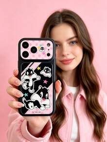 ShellaStory LOONEY TUNES X SHEIN 時尚高端印花圖案手機保護殼，完美兼容 ，可愛時尚且精緻 - 彩色 - 查看 5