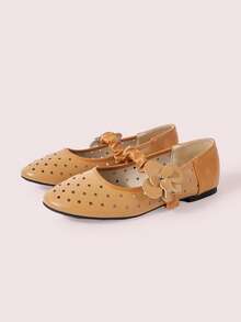 CUCCOO DOLLMOD Women's Shoes, Brown, Star Hollow Mary Jane Flats, Flower-Decorated Breathable Ballet Shoes, Daily Casual And Comfortable Women's Shoes - Brown - View 2