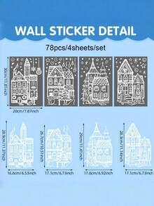 Stiker Jendela Natal, Desain Rumah Salju dan Kepingan Salju, Perekat Statis, Dapat Digunakan Kembali, Tahan Air, Mudah Dikupas & Ditempel, Untuk Pintu Kaca, Jendela Toko, Rumah, Kantor, Kafe, Dekorasi Pesta Liburan - Putih - View 11
