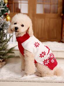 PETSIN 1pc Christmas Pet Cat Dog Universal Green Diamond Grid Elk Snowflake Cute Pattern Jacquard Knitted Elastic Comfortable Dog Christmas Sweater - Multicolor - View 7