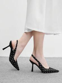 CUCCOO BIZCHIC Women's Pointed Toe Fashion High Heel Pumps Spring Shoes Spring Break Easter For Christmas Spring Shoes - Black/White - View 3
