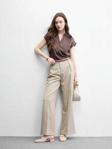 CUCCOO BIZCHIC 女款方頭低跟杏色後扣帶金屬鍊條slingback女鞋，舒適通勤，適合戶外購物 - 杏色5 - 查看 6
