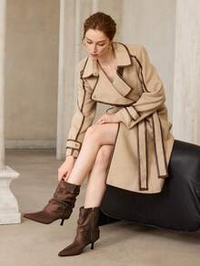 MOTF POINTED TOE SIDE ZIPPER MID-CALF BOOTS FOR CHRISTMAS SPRING SHOES - shallow khaki - View 9