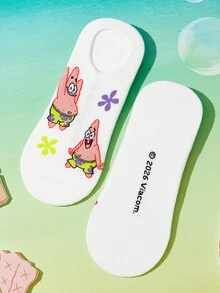 SpongeBob SquarePants | SHEIN 3雙女款透氣柔軟隱形船襪，襪頭與腳跟加強耐磨，四季可穿 - 彩色 - 查看 10