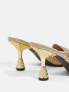 CUCCOO TILAWA Flower Rhinestone Elegant Sexy Pointed Women's High Heels - Exquisite And Stylish Design, With A Slip-On Design For Women With Stilettos - Gold - View 7