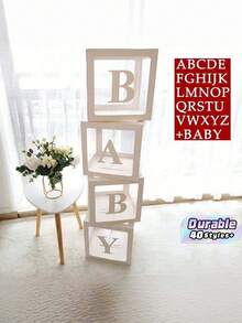 1pc Transparent Letter Balloon Box, Customizable Name Display Case For 1st Birthday Bridal Shower Gender Reveal Party Decor, Reusable Acrylic Gift Box With 30 Letters - Multicolor - View 1