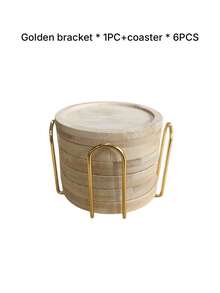 6‑Pack Bamboo Coaster Set With Holder, Natural Wood Coasters Waterproof Heat‑Resistant For Home Bar Kitchen Decor - Wood Color - View 11