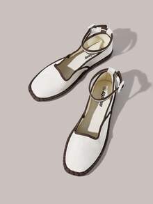 Styleloop Sepatu Flat Wanita Warna Beige Vintage dengan Tali Beludru - Krem - View 8
