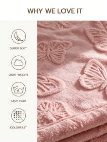 Cirelle Butterfly Textured Fleece Throw Blanket, Soft Plush 3D Embossed Butterfly Pattern Blanket For Couch Sofa Bed, Cozy Warm Lightweight Decorative Throw Blanket For Living Room Bedroom, All‑Season Home Decor Blanket - Pink - View 4