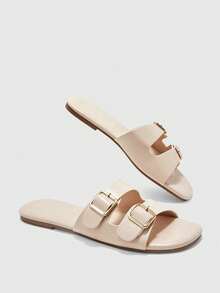 CUCCOO BIZCHIC Summer New Apricot One-Button Women's Flat Sandals Slippers Casual Fashion Versatile Comfortable Commuter Women's Flat Sandals Women's Shoes - Apricot - View 7