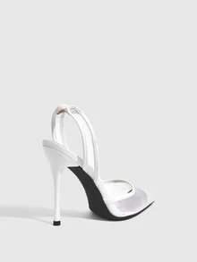 CUCCOO SZL Mesh Pointed Back Space Stiletto Shoes, Side Space Design, Workplace Commuting Dating Slim High Heels - White - View 4