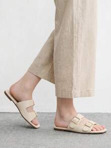 CUCCOO BIZCHIC Summer New Apricot One-Button Women's Flat Sandals Slippers Casual Fashion Versatile Comfortable Commuter Women's Flat Sandals Women's Shoes - Apricot - View 5