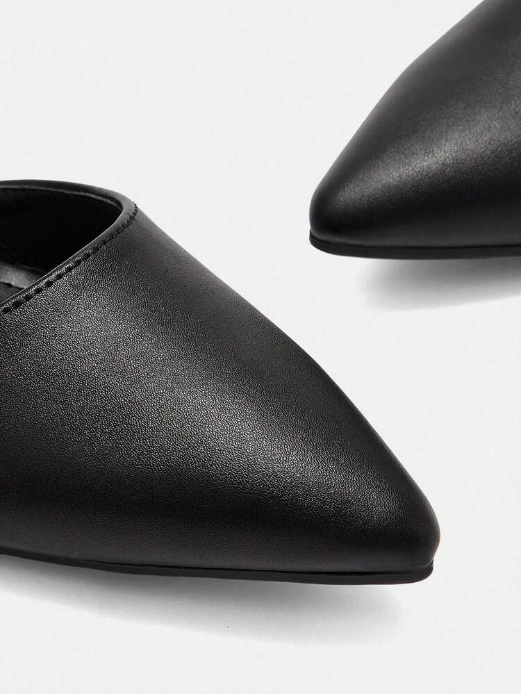 CUCCOO CURVES Plus Size Women's Fashion Apricot Color Criss-Cross Strap Classic Comfortable Pointed Toe High Block Heel Pumps For Christmas - Black 5 - View 8