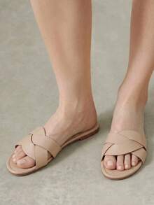 Styleloop Sandal Datar Wanita, Gaya Bohemian, Liburan Pantai, Gaya Barat, Pakaian Musim Panas, Perlengkapan Perjalanan - PU aprikot - View 4