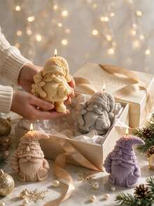 Christmas Gnome Hold Gingerbread Man Candle Mold Christmas Tree Gnomes Silicone Mould Soy Wax Concrete Soap Resin Casting Mold Festive Decor - various - View 5