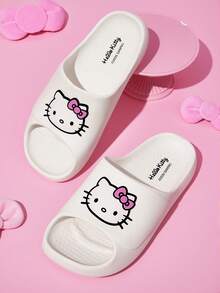HELLO KITTY AND FRIENDS | SHEIN Fashionable Cute CartoonBlack Slip-On Slippers Non-Slip Quick-Drying Shower Slide, Lightweight And Durable EVA Material, In The House - White - View 2