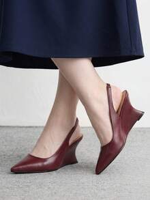 CUCCOO BIZCHIC Exklusiva vinröda slingback-skor för dam med spetsig tå, kilklack och stängd tå, bekväma för pendling - Bourgogne - Visa 3