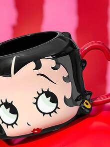 Betty Boop x SHEIN 1個 12.18oz/360ml 卡通造型陶瓷馬克杯，耐冷耐熱，可用於微波爐與洗碗機，適合盛裝水、牛奶、果汁、咖啡，時尚款 Miss Betty - 彩色 - 查看 6