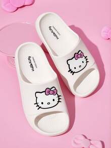 HELLO KITTY AND FRIENDS | SHEIN Fashionable Cute CartoonBlack Slip-On Slippers Non-Slip Quick-Drying Shower Slide, Lightweight And Durable EVA Material, In The House - White - View 8