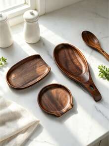 1pc Rosewood Spoon Rest For Kitchen Countertop Heat Resistant Utensil Holder Rack For Spatula Ladle Cooking Tools Home Decor Scandinavian Style Must Haves Christmas Stocking Stuffers Gift Idea - Brown - View 11