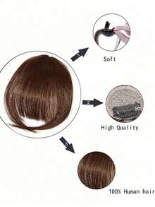 Human Hair Air Bangs With Sideburns Dark Brown Color Bangs Clip In Hair Extensions Beginner Friendly - S2 - View 6