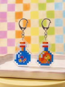 Joivida 1/3pcs Cute Pixel Acrylic Potion Bottle Keychain, Mini Game Style Bag Charm Pendant For Backpack, Purse, Keys, Travel, Daily Use & Gift - Multicolor - View 2