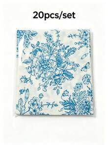 20 Pcs/Set,Blue/Pink/Green, Retro Floral Printed Disposable Napkins. 13*13 Inch Double-Layer Plant Paper Napkins. Suitable For Birthday, Wedding, Tea Party, Hotel Decoration Napkins - Multicolor - View 11