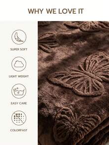 Cirelle Butterfly Textured Fleece Throw Blanket, Soft Plush 3D Embossed Butterfly Pattern Blanket For Couch Sofa Bed, Cozy Warm Lightweight Decorative Throw Blanket For Living Room Bedroom, All‑Season Home Decor Blanket - coffee color - View 4